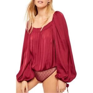 NEW Free People Another Round Bodysuit in Pomegranate Wine
